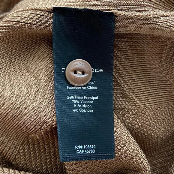 Rag & Bone Pacey Button Down Midi Dress Ribbed Knit in Light Brown size XXS - Picture 7 of 8